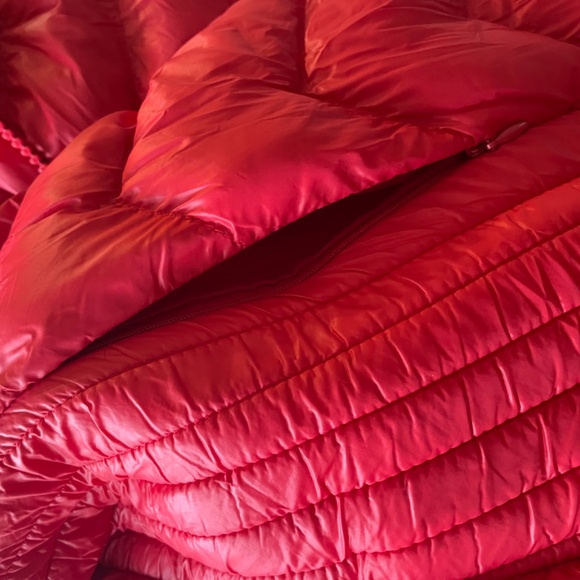 Women’s Red Moncler Down Puffer Jacket with Real Rabbit Fur lined hood Size 3 - Picture 10 of 13